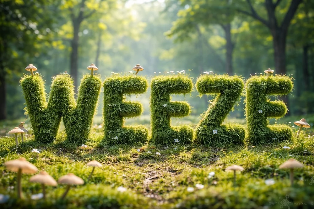 Weezer Schriftzug im Wald