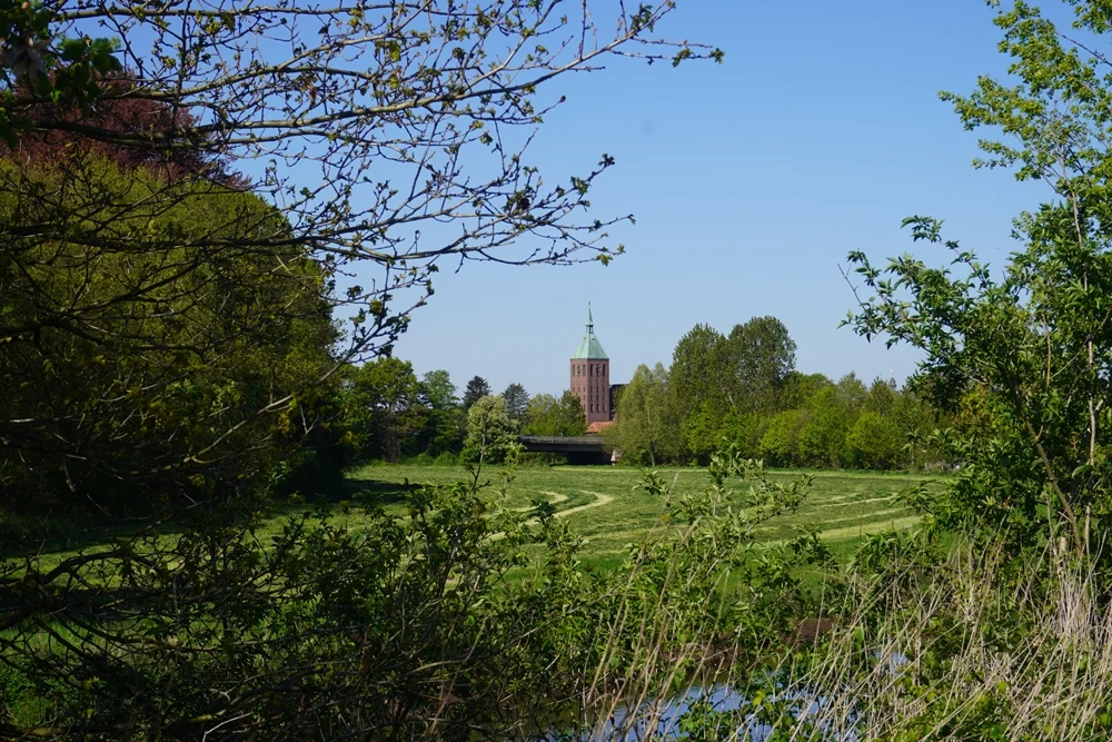 Blick auf den Kirchturm in Weeze
